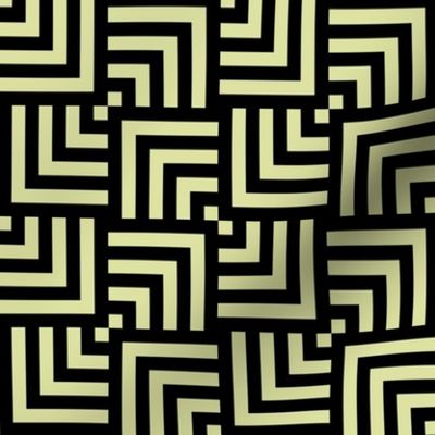 Small Scale Concentric Overlapping Squares 2 in Greenish Yellow and Black