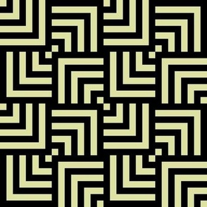 Small Scale Concentric Overlapping Squares 2 in Greenish Yellow and Black