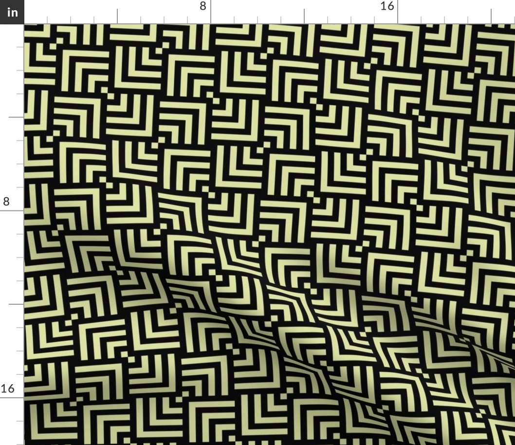 Small Scale Concentric Overlapping Squares 2 in Greenish Yellow and Black