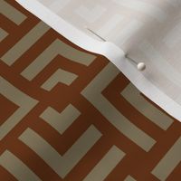 Small Scale Concentric Overlapping Squares in Chestnut Brown and Beige