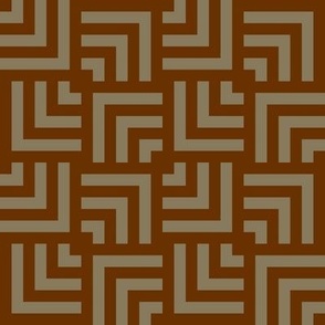 Small Scale Concentric Overlapping Squares in Chestnut Brown and Beige