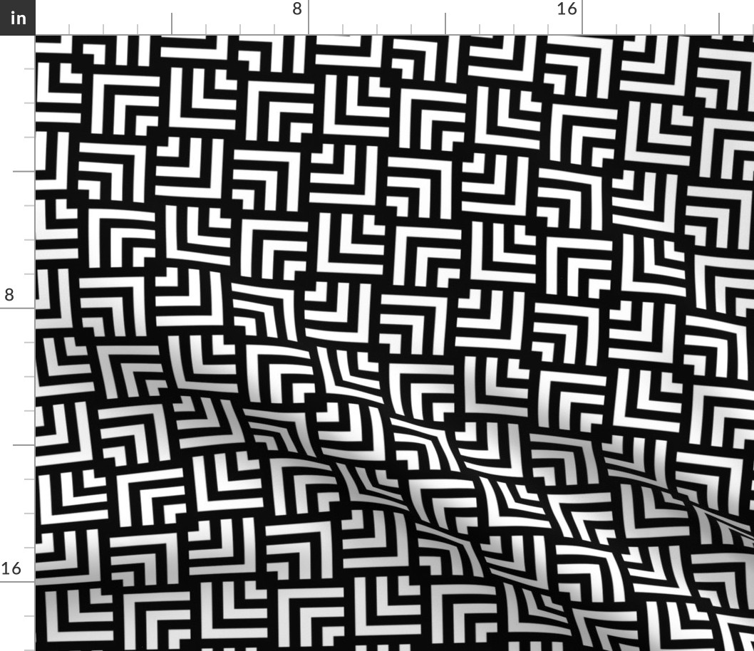 Small Scale Concentric Overlapping Squares in Black And White