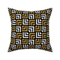 Small Scale Concentric Overlapping Squares in Black White And Gold