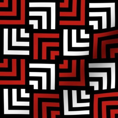 Small Scale Concentric Overlapping Squares in Black White And Red