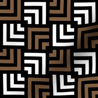 Small Scale Concentric Overlapping Squares in Black White And Brown