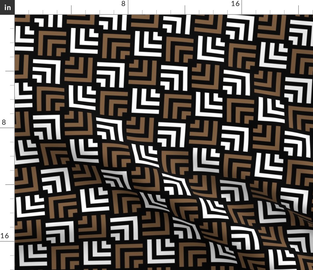 Small Scale Concentric Overlapping Squares in Black White And Brown