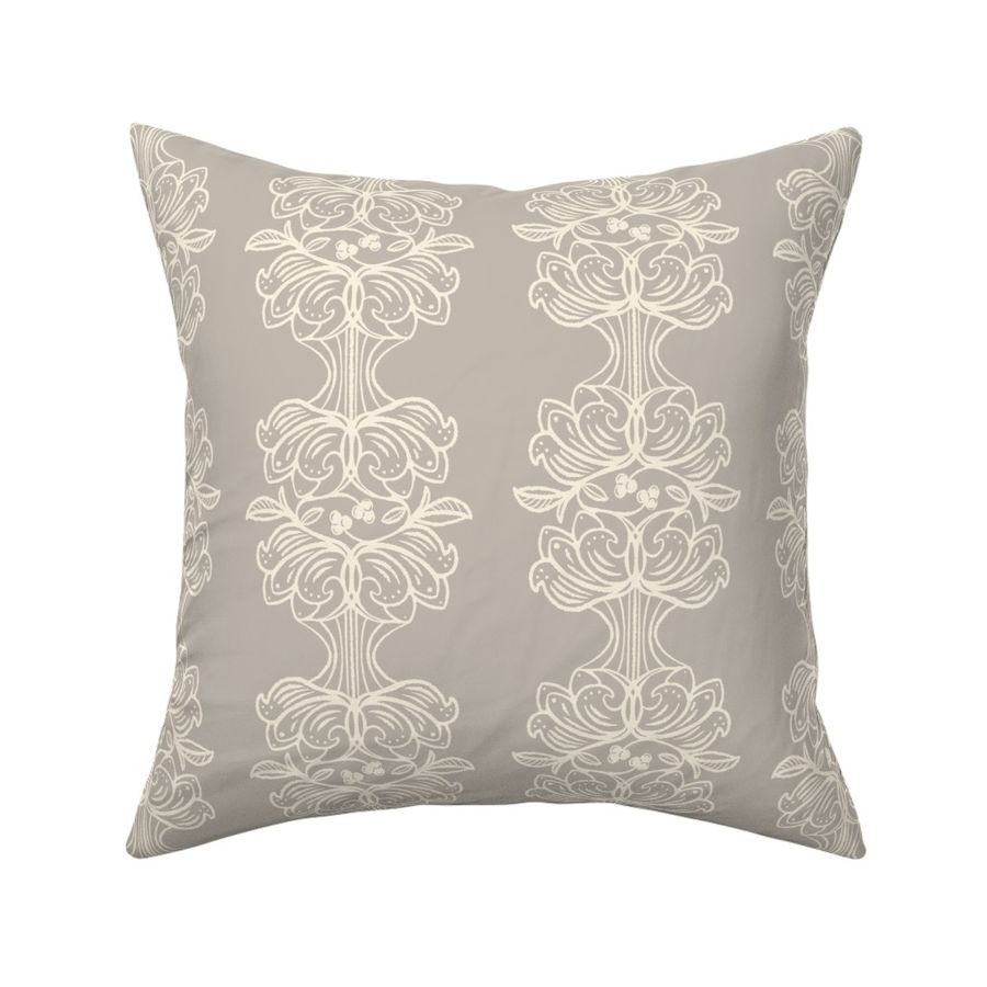 French Country Floral Stripe Cream on Taupe small scale