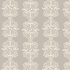 French Country Floral Stripe Cream on Taupe small scale