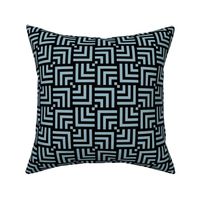 Small Scale Concentric Overlapping Squares 2 in Pewter Blue and Black
