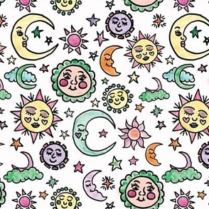 Hand Painted Sun and Moon Pattern by Courtney Graben