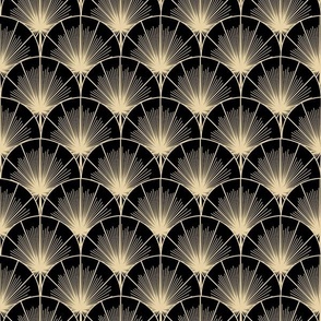 Art Deco Leaf Fan Arched Repeating Pattern