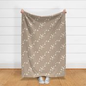 Meadow Wave: Chestnut Beige Wild Daisies, Warm Neutral Diagonal Floral Stripe