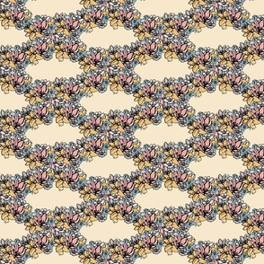 Floral Trellis in Pale Yellows and Blues, Petite