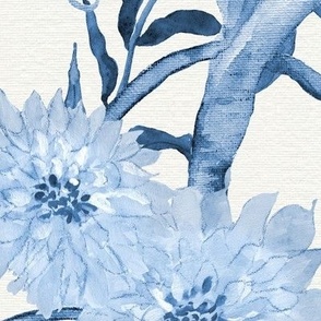 23.5" Tree Peony Floral Chinoiserie Blue and White Jumbo by Audrey Jeanne
