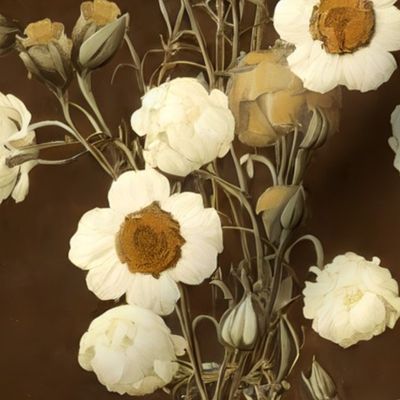 climbing cecilia: moody florals, wildflowers, cottagecore, dark academia, neutral floral wallpaper