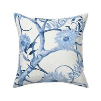 18" Tree Peony Floral Chinoiserie Blue and White by Audrey Jeanne