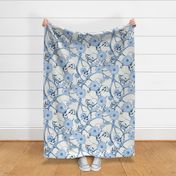 18" Tree Peony Floral Chinoiserie Blue and White by Audrey Jeanne