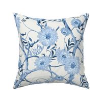 12" Tree Peony Floral Chinoiserie Blue and White by Audrey Jeanne