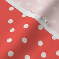 Vibrant Coral Crush - Chic Cream Dot Pattern | Contemporary Fashion & Lively Home Decor Design