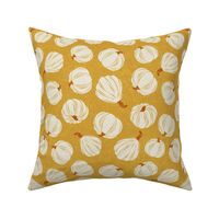 Tossed pumpkins in gold/yellow background- fall collection 