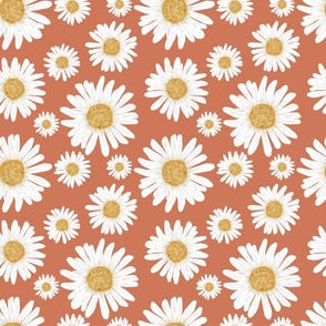 Daisy Floral with caramel background 