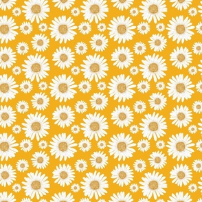 Daisy Garden with yellow/gold background 