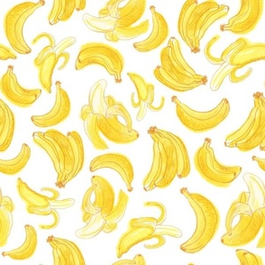 Yellow Watercolor Bananas in White - (XXL)