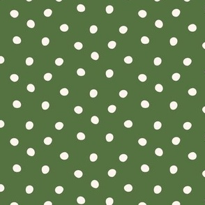 Verdant Palm Green Polka Dots on Cream - Lush Botanical Home Decor & Eco-Friendly Fashion Pattern