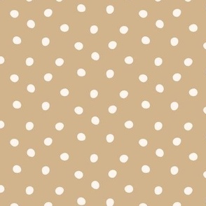 Cream Polka Dots on Earthy Sandy Beige  - Neutral Tones Home Decor & Versatile Fashion Pattern