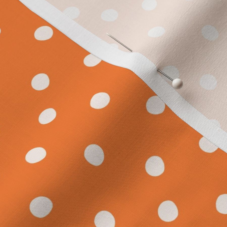 Cream Polka Dots on  Sunset Orange - Warm Energy Home Decor & Invigorating Fashion Pattern