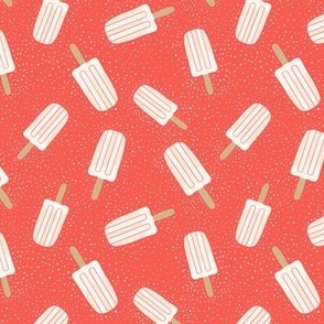 Coral Delight - Chilled  Popsicle Pattern on Warm Coral for Summer Fashion and Decor