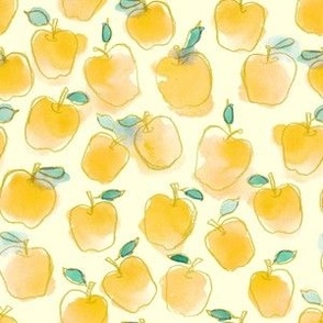 Watercolor Apples in Yellow & Cream - (L)