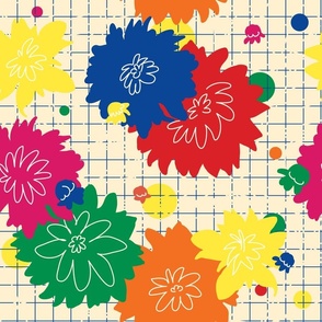 Flat Mum Floral Pattern on Grid