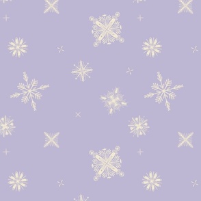 Delicate whimsical falling stars and snow - pastel lavender purple