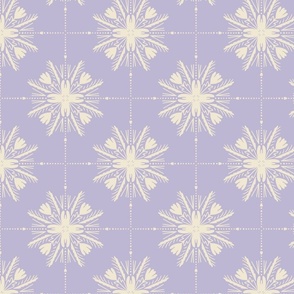 Intricate Hand Drawn Geometric Winter Star Wreath Tile - pastel lavender violet