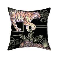 Art Deco Tiger Geometric Nature Wallpaper