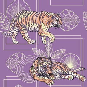 Art Deco Tiger Geometric Nature Wallpaper