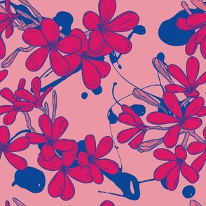 Splashy Plumeria Frangipani Hawaiian Floral Pattern