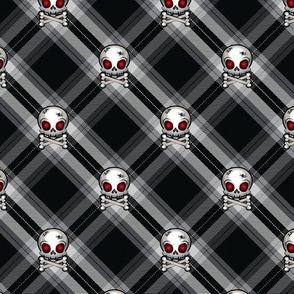 Black & White Plaid with Skulls - Large