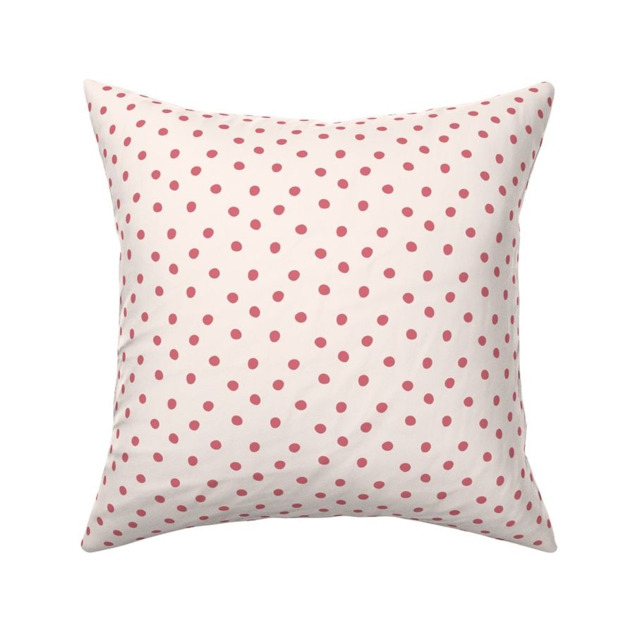 Strawberry Soda Pink Polka Dots on Cream - Sweet Pastel Pink Pattern for Delightful Home Decor & Fashion