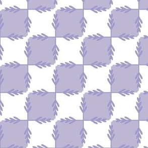 festive foliage filigree checkerboard  -   pastel lavender purple and white