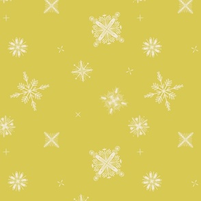 Delicate whimsical falling stars and snow - chartreuse neon lime yellow