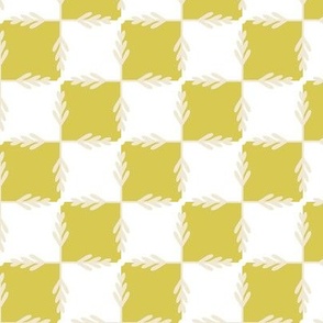 festive foliage filigree checkerboard  -   chartreuse yellow lime eggshell cream and white 