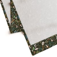 Mushroom Grove (olive) MED / moody / vintage / woodland/ mushroom wallpaper