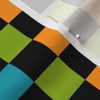 LARGE Halloween Checkerboard Boys Orange Blue and Green Coordinate Fabric 10in