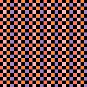 MICRO Halloween Checkerboard Girls Cute Orange Pink and Purple Coordinate Fabric 2in