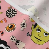 LARGE Halloween Monster Candy Fabric Pink Frankenstein Bride of Frankenstine girls lollipop fabric 10in