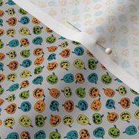 MICRO Halloween Pumpkins Fabric Boys Orange Blue and Green design 2in