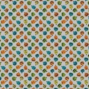 MICRO Halloween Pumpkins Fabric Boys Orange Blue and Green design 2in