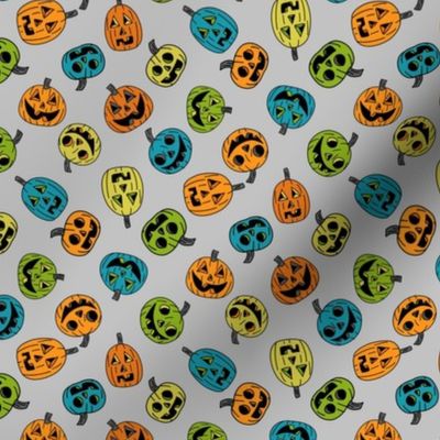 SMALL Halloween Pumpkins Fabric Boys Orange Blue and Green design 6in